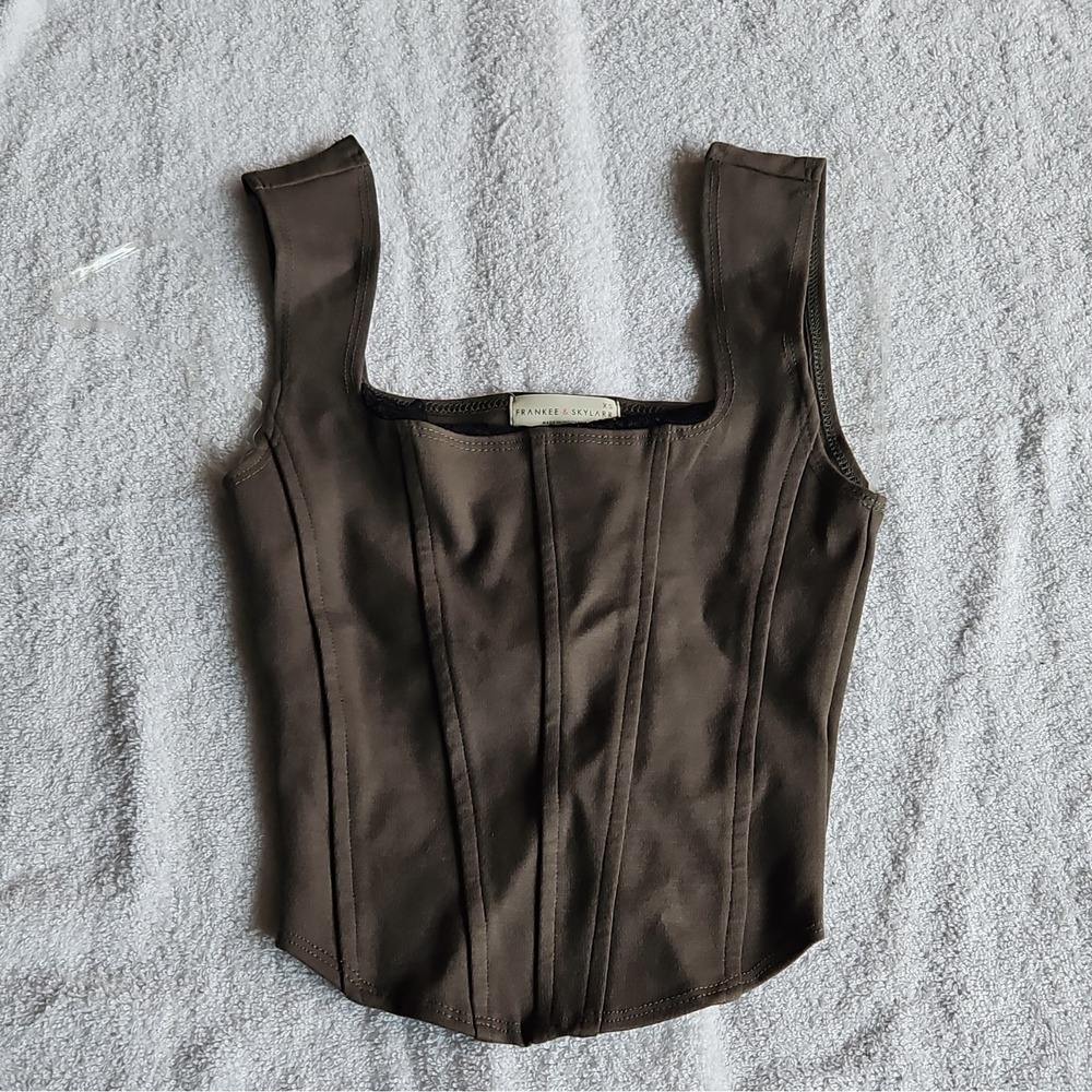 Frankee & Skylarr Brown Corset Top Womens Size XS Solid Opaque